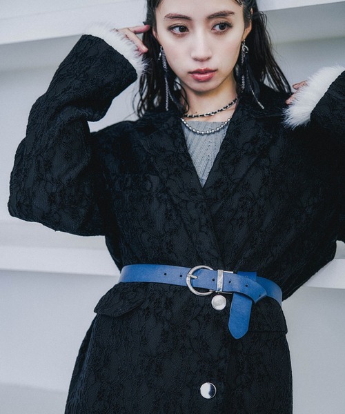 HARE（ハレ）の「モールレースミドルジャケット(HARE)（テーラードジャケット・レディース・ブラック/ブルーグリーン・FREE）」の13枚目の写真