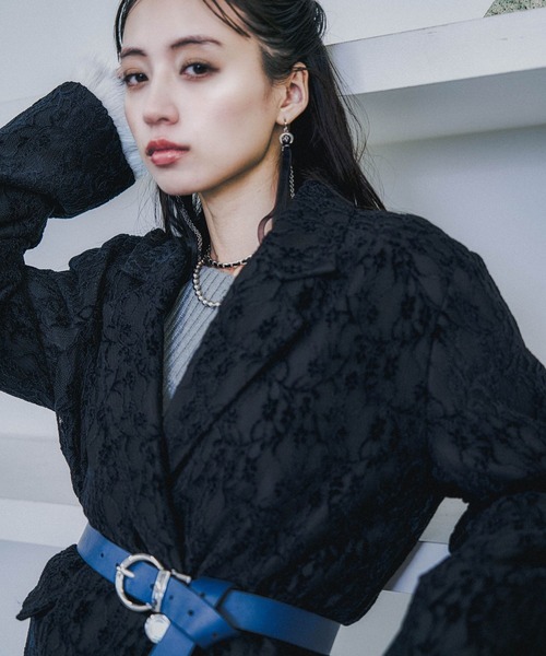 HARE（ハレ）の「モールレースミドルジャケット(HARE)（テーラードジャケット・レディース・ブラック/ブルーグリーン・FREE）」の14枚目の写真