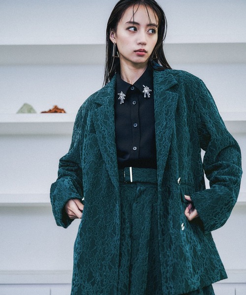 HARE（ハレ）の「モールレースミドルジャケット(HARE)（テーラードジャケット・レディース・ブラック/ブルーグリーン・FREE）」の19枚目の写真