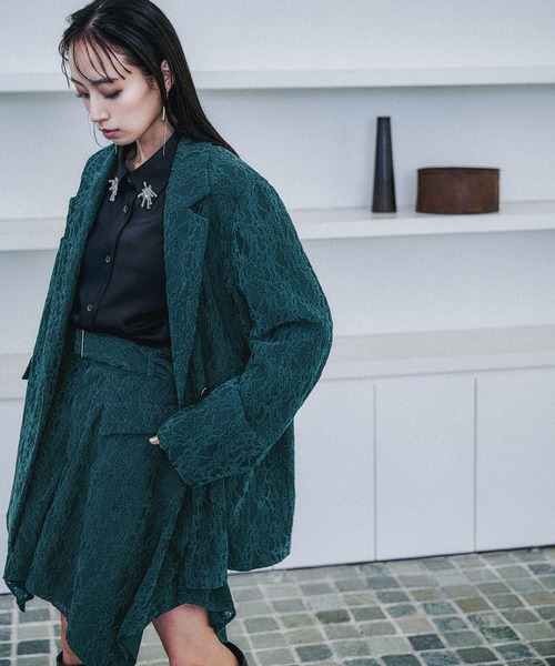 HARE（ハレ）の「モールレースミドルジャケット(HARE)（テーラードジャケット・レディース・ブラック/ブルーグリーン・FREE）」の20枚目の写真