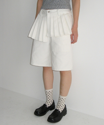 OFF BALANCE PLEAT LAYERED SHORTS PANTS WHITE