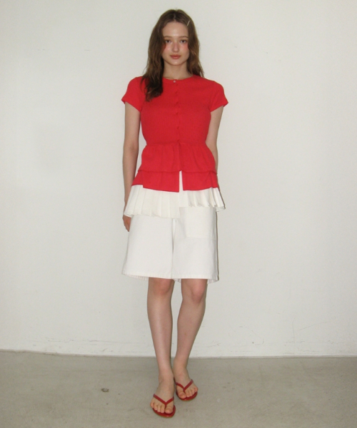 RONRON（ロンロン）の「OFF BALANCE PLEAT LAYERED SHORTS PANTS WHITE（その他パンツ・レディース・その他・SMALL/MEDIUM）」の3枚目の写真