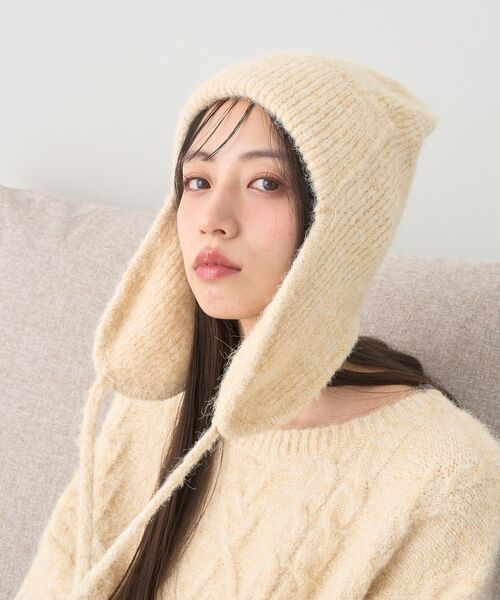 earth music&ecology（アースミュージックアンドエコロジー）の「モヘヤタッチイヤーフラップビーニー（ニットキャップ/ビーニー・レディース・レッド/杢グレー/アイボリー・FREE）」の21枚目の写真