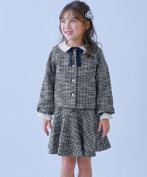 セール】フォーマル ガールズノーカラー ツイードセットアップ（スーツ