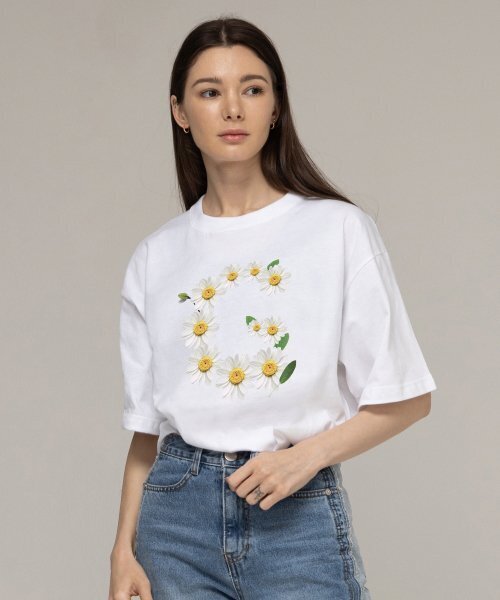GRAVER（グレーバー）の「[ユニセックス]ビッグGフラワースマイル半袖Tシャツ_ホワイト（Tシャツ/カットソー・レディース・ホワイト・MEDIUM/LARGE/X-LARGE/SMALL）」の2枚目の写真