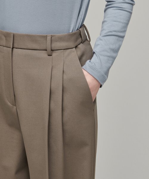 MUSINSA STANDARD WOMAN（ムシンサスタンダードウーマン）の「ウィメンズヘビーウェイト裏起毛ハイウエストワイドヒドゥンバンディングスラックス[ダスティベージュ]（スラックス・レディース・その他・26/27/28/29/34/32/30/31/24/25）」の4枚目の写真