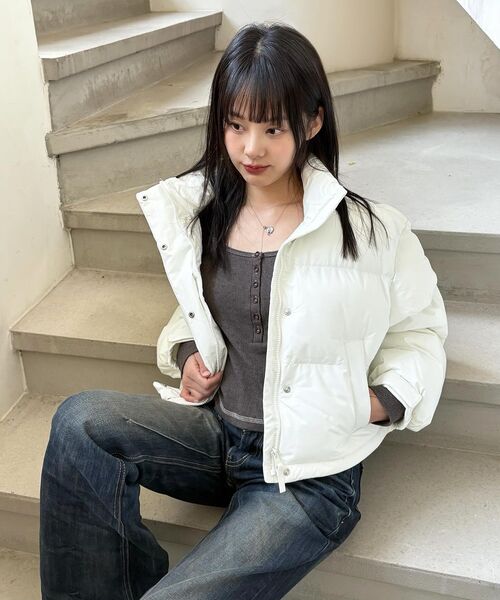 ウィメンズデイリープファーショートダウンジャケット[アイボリー