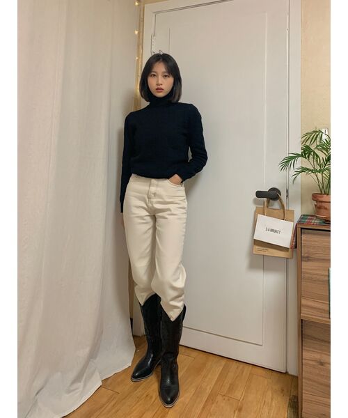 MUSINSA STANDARD WOMAN（ムシンサスタンダードウーマン）の「レディースラムウールリラックスタートルネックニット[ブラック]（ニット/セーター・レディース・その他・LARGE/X-SMALL/SMALL/MEDIUM）」の10枚目の写真