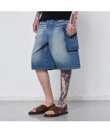 VTWO（ブイツー）の「キャットブラシウォッシングカーゴバミューダデニムパンツ (BLUE)（その他パンツ）」