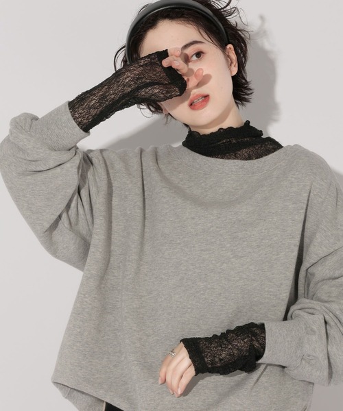 GEORGE'S（ジョージズ）の「レースタートル（Tシャツ/カットソー・レディース・アイボリー/ブラック/ベージュ・MEDIUM）」の3枚目の写真