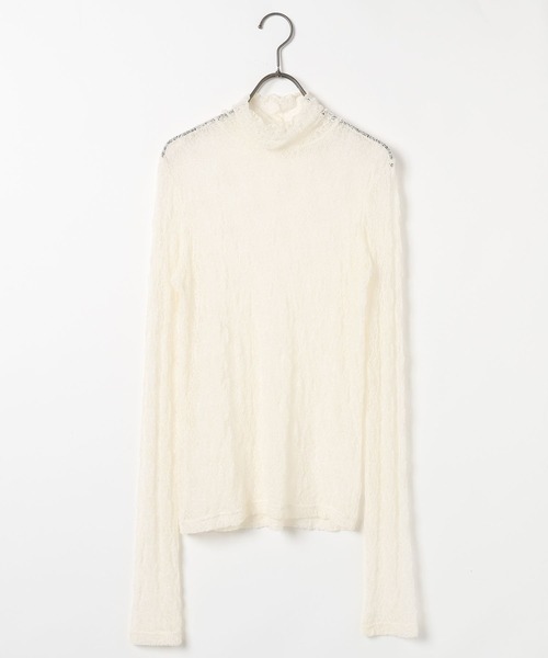 GEORGE'S（ジョージズ）の「レースタートル（Tシャツ/カットソー・レディース・アイボリー/ブラック/ベージュ・MEDIUM）」の9枚目の写真