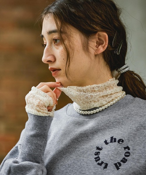 GEORGE'S（ジョージズ）の「レースタートル（Tシャツ/カットソー・レディース・アイボリー/ブラック/ベージュ・MEDIUM）」の6枚目の写真