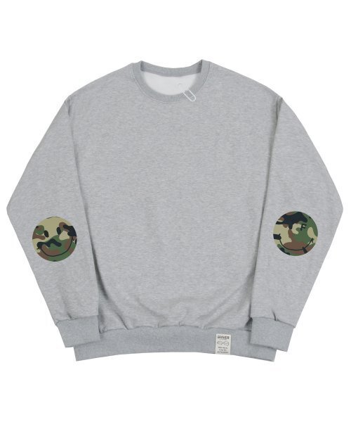 GRAVER（グレーバー）の「[UNISEX]エルボーカモドットスマイルマンツーマン_グレー（スウェット・レディース・グレー・LARGE/MEDIUM/SMALL/X-LARGE）」の2枚目の写真