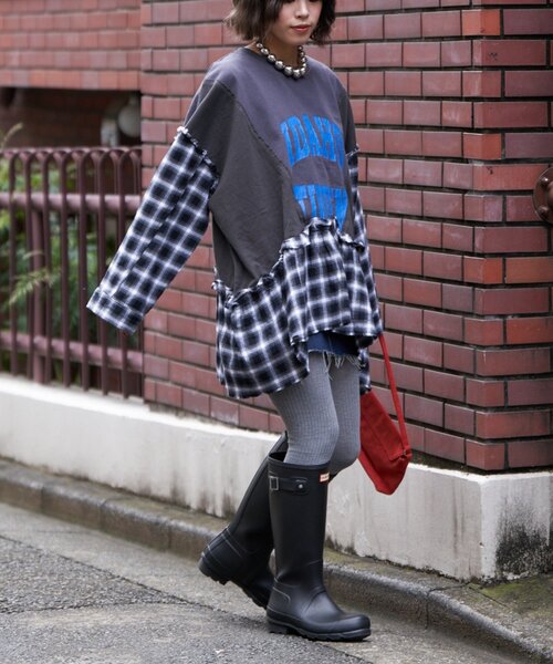 etsinta（エシンタ）の「【etsinta/エシンタ】リメイクチェックフリルtee（Tシャツ/カットソー・レディース・チャコールグレー/ブラウン・ONE SIZE）」の19枚目の写真