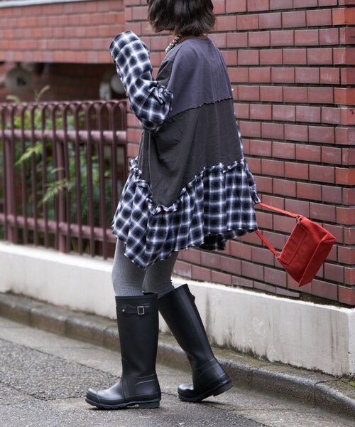 etsinta（エシンタ）の「【etsinta/エシンタ】リメイクチェックフリルtee（Tシャツ/カットソー・レディース・チャコールグレー/ブラウン・ONE SIZE）」の20枚目の写真