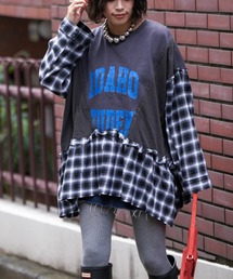 etsinta | 【etsinta/エシンタ】リメイクチェックフリルtee(Tシャツ/カットソー)