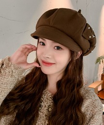 c.u.l（シーユーエル）の「リボン パール モノトーン ボリューム キャスケット cula1359（キャスケット）」