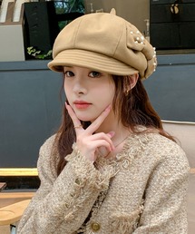 c.u.l（シーユーエル）の「リボン パール モノトーン ボリューム キャスケット cula1359（キャスケット）」