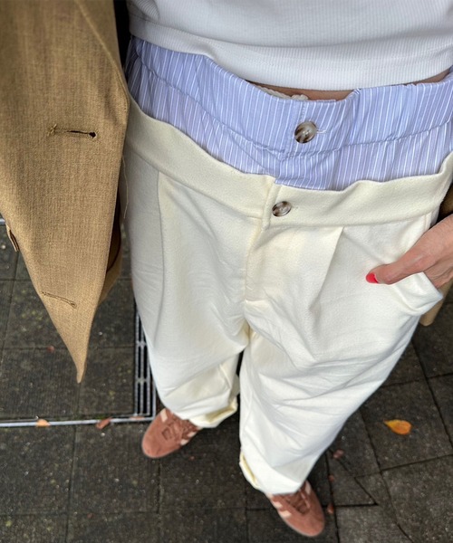 INTERPLAY（インタープレイ）の「【INTERPLAY x AYA】Double waist Compressed Pants（その他パンツ・レディース・グレー/アイボリー・MEDIUM/SMALL）」の19枚目の写真