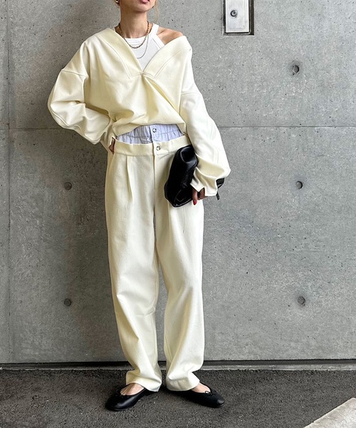 INTERPLAY（インタープレイ）の「【INTERPLAY x AYA】Double waist Compressed Pants（その他パンツ・レディース・グレー/アイボリー・MEDIUM/SMALL）」の21枚目の写真