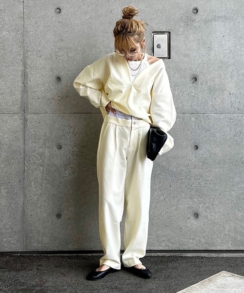 INTERPLAY（インタープレイ）の「【INTERPLAY x AYA】Double waist Compressed Pants（その他パンツ・レディース・グレー/アイボリー・MEDIUM/SMALL）」の12枚目の写真