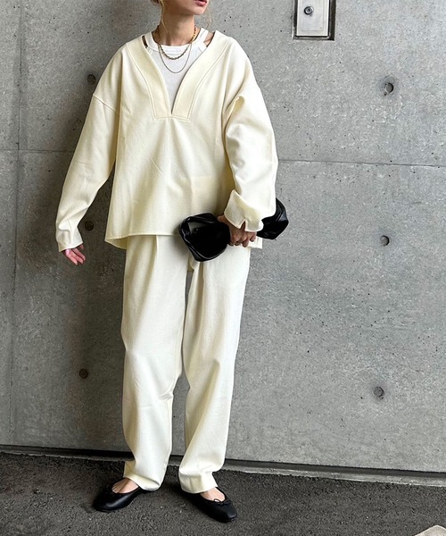 INTERPLAY（インタープレイ）の「【INTERPLAY x AYA】Double waist Compressed Pants（その他パンツ・レディース・グレー/アイボリー・MEDIUM/SMALL）」の13枚目の写真