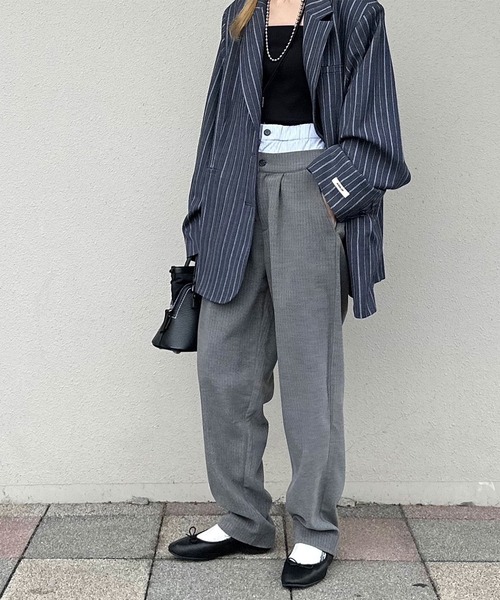 INTERPLAY（インタープレイ）の「【INTERPLAY x AYA】Double waist Compressed Pants（その他パンツ・レディース・グレー/アイボリー・MEDIUM/SMALL）」の16枚目の写真