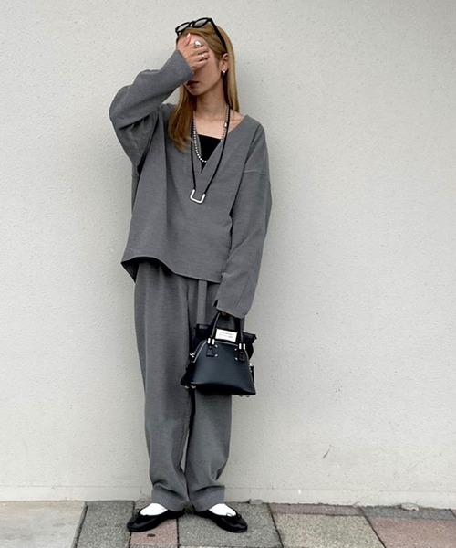 INTERPLAY（インタープレイ）の「【INTERPLAY x AYA】Double waist Compressed Pants（その他パンツ・レディース・グレー/アイボリー・MEDIUM/SMALL）」の6枚目の写真