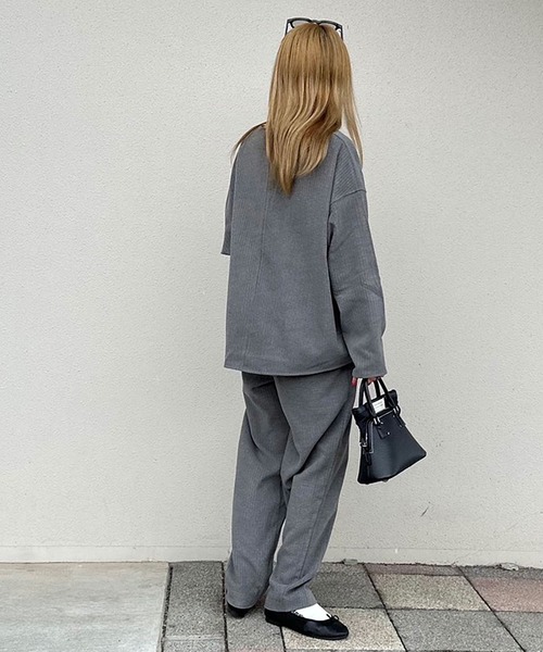 INTERPLAY（インタープレイ）の「【INTERPLAY x AYA】Double waist Compressed Pants（その他パンツ・レディース・グレー/アイボリー・MEDIUM/SMALL）」の8枚目の写真