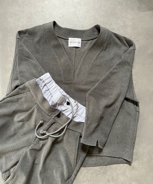 INTERPLAY（インタープレイ）の「【INTERPLAY x AYA】Double waist Compressed Pants（その他パンツ・レディース・グレー/アイボリー・MEDIUM/SMALL）」の3枚目の写真