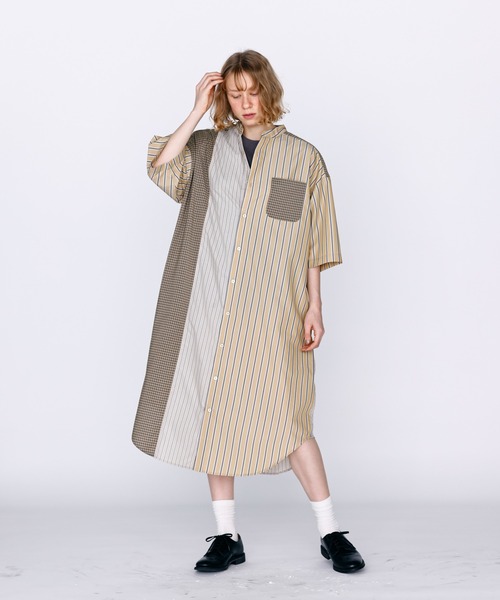 Kelen（ケレン）の「「KELEN / ケレン」パネル切替シャツワンピース（ワンピース・レディース・サックスブルー/ベージュ・S/M）」の9枚目の写真