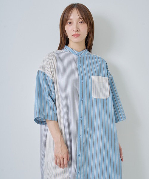 Kelen（ケレン）の「「KELEN / ケレン」パネル切替シャツワンピース（ワンピース・レディース・サックスブルー/ベージュ・S/M）」の16枚目の写真