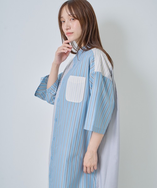 Kelen（ケレン）の「「KELEN / ケレン」パネル切替シャツワンピース（ワンピース・レディース・サックスブルー/ベージュ・S/M）」の20枚目の写真