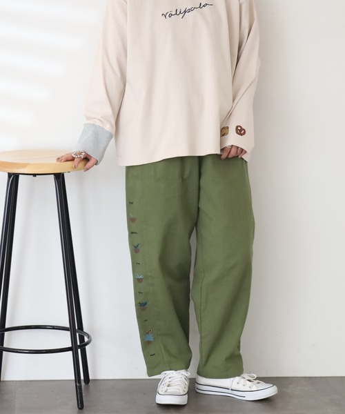 Emago(イマゴ)の「EMAGO 植木鉢刺繍ストレートパンツ(その他パンツ・レディース・カーキ/ベージュ/ブラウン・FREE)」の13枚目の写真