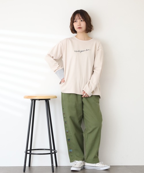 Emago(イマゴ)の「EMAGO 植木鉢刺繍ストレートパンツ(その他パンツ・レディース・カーキ/ベージュ/ブラウン・FREE)」の15枚目の写真