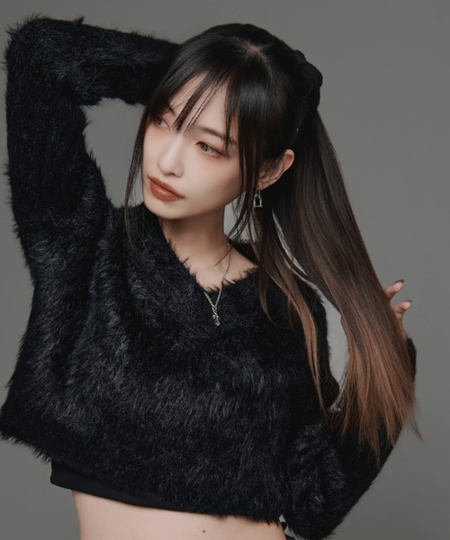 .KOM(ドットコム)の「『.KOM/ドットケーオーエム』Vネックニット【GC】(ニット/セーター・レディース・グレー/ホワイト/ブラック/ピンク・FREE)」の1枚目の写真