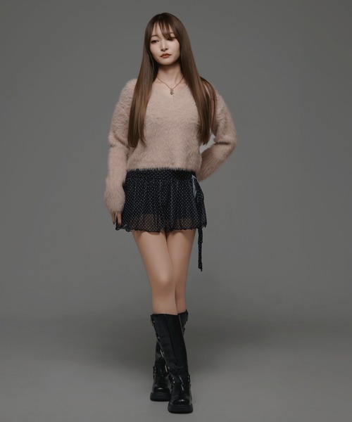 .KOM(ドットコム)の「『.KOM/ドットケーオーエム』Vネックニット【GC】(ニット/セーター・レディース・グレー/ホワイト/ブラック/ピンク・FREE)」の6枚目の写真