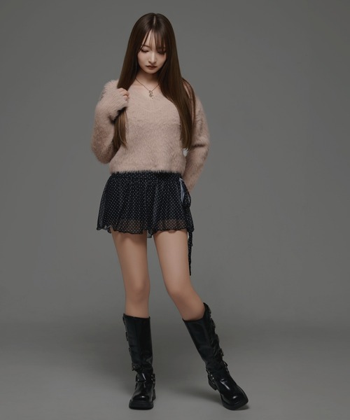 .KOM(ドットコム)の「『.KOM/ドットケーオーエム』Vネックニット【GC】(ニット/セーター・レディース・グレー/ホワイト/ブラック/ピンク・FREE)」の7枚目の写真