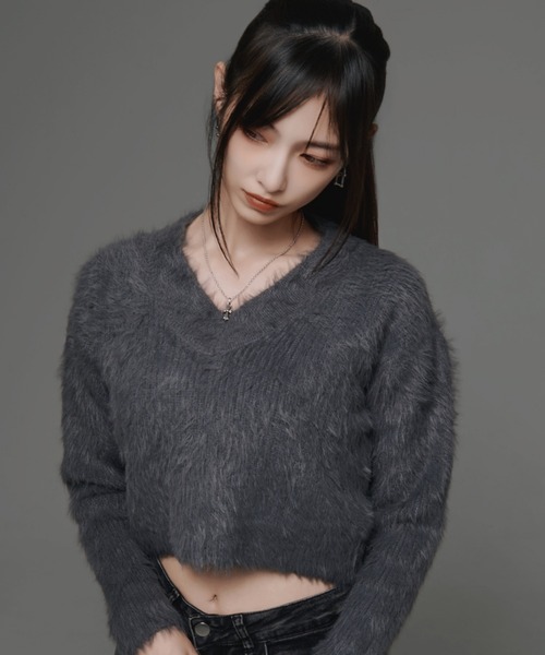 .KOM(ドットコム)の「『.KOM/ドットケーオーエム』Vネックニット【GC】(ニット/セーター・レディース・グレー/ホワイト/ブラック/ピンク・FREE)」の20枚目の写真