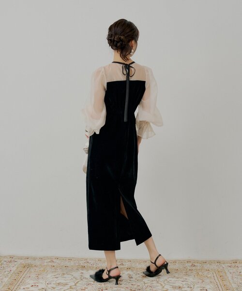 Chico（チコ）の「【WEB限定/SALON by Chico】配色シースルータイトロングドレス/オケージョン（ワンピース・レディース・グレー系その他2/ブラック/ブラック系その他2/ブラック系その他3・SMALL/MEDIUM）」の8枚目の写真