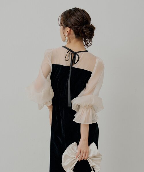 オケージョンドレス　Chico chico オケージョンドレス Chico 配色シースルータイトロングドレス