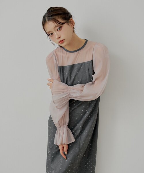 Chico（チコ）の「【WEB限定/SALON by Chico】配色シースルータイトロングドレス/オケージョン（ワンピース・レディース・グレー系その他2/ブラック/ブラック系その他2/ブラック系その他3・SMALL/MEDIUM）」の12枚目の写真