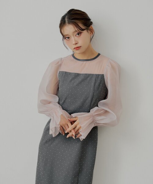 Chico（チコ）の「【WEB限定/SALON by Chico】配色シースルータイトロングドレス/オケージョン（ワンピース・レディース・グレー系その他2/ブラック/ブラック系その他2/ブラック系その他3・SMALL/MEDIUM）」の13枚目の写真