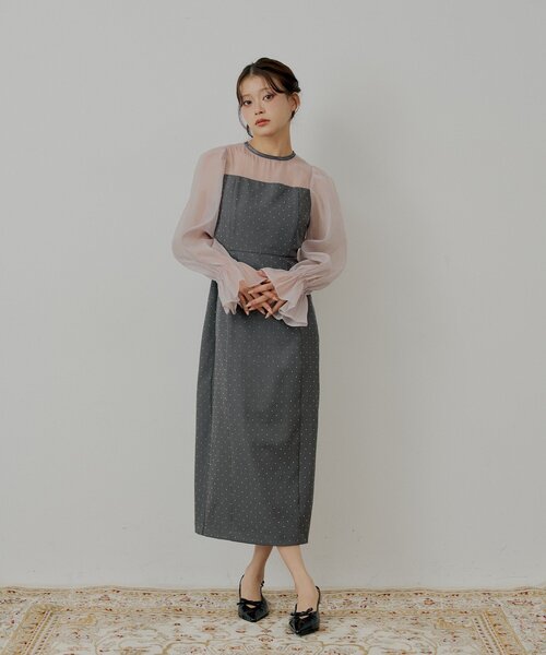 Chico（チコ）の「【WEB限定/SALON by Chico】配色シースルータイトロングドレス/オケージョン（ワンピース・レディース・グレー系その他2/ブラック/ブラック系その他2/ブラック系その他3・SMALL/MEDIUM）」の15枚目の写真