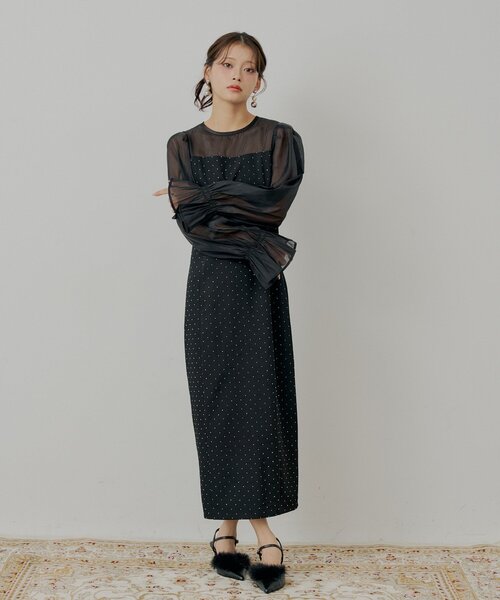 Chico（チコ）の「【WEB限定/SALON by Chico】配色シースルータイトロングドレス/オケージョン（ワンピース・レディース・グレー系その他2/ブラック/ブラック系その他2/ブラック系その他3・SMALL/MEDIUM）」の18枚目の写真