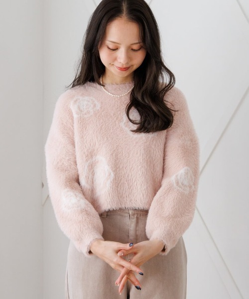 flower（フラワー）の「ローズシャギーニット（ニット/セーター・レディース・グレー/ピンク・FREE）」の2枚目の写真