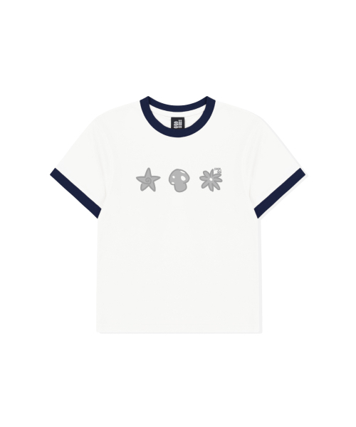 PAGESIISII(ページシシ)の「スリーアイコンフレンズプリンティングリンガー半袖Tシャツネイビー(Tシャツ/カットソー・レディース・その他・MEDIUM)」の2枚目の写真