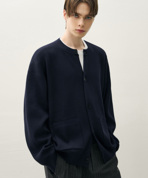DRAW FIT（ドローフィット）の「オーバーサイズウールラウンドカーディガン[NAVY]（カーディガン/ボレロ・メンズ・その他・MEDIUM/LARGE/X-LARGE）」の2枚目の写真