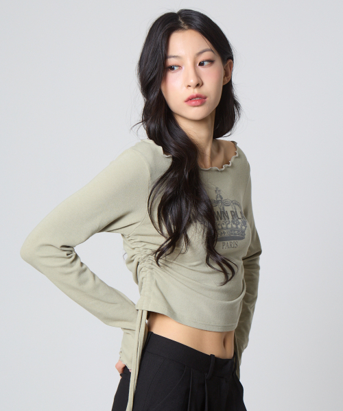 UNKNOWN PLANET(アンノウンプラネット)の「インターロックシャーリングネックトップオリーブグリーン(Tシャツ/カットソー・レディース・その他・FREE)」の4枚目の写真