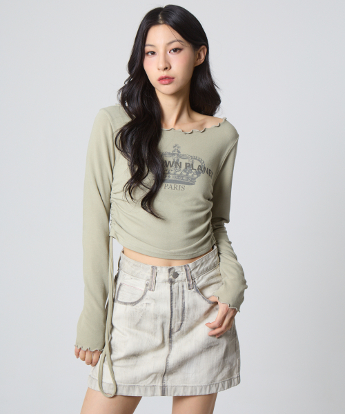 UNKNOWN PLANET(アンノウンプラネット)の「インターロックシャーリングネックトップオリーブグリーン(Tシャツ/カットソー・レディース・その他・FREE)」の6枚目の写真
